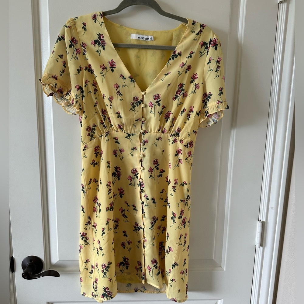 Yellow floral mini dress